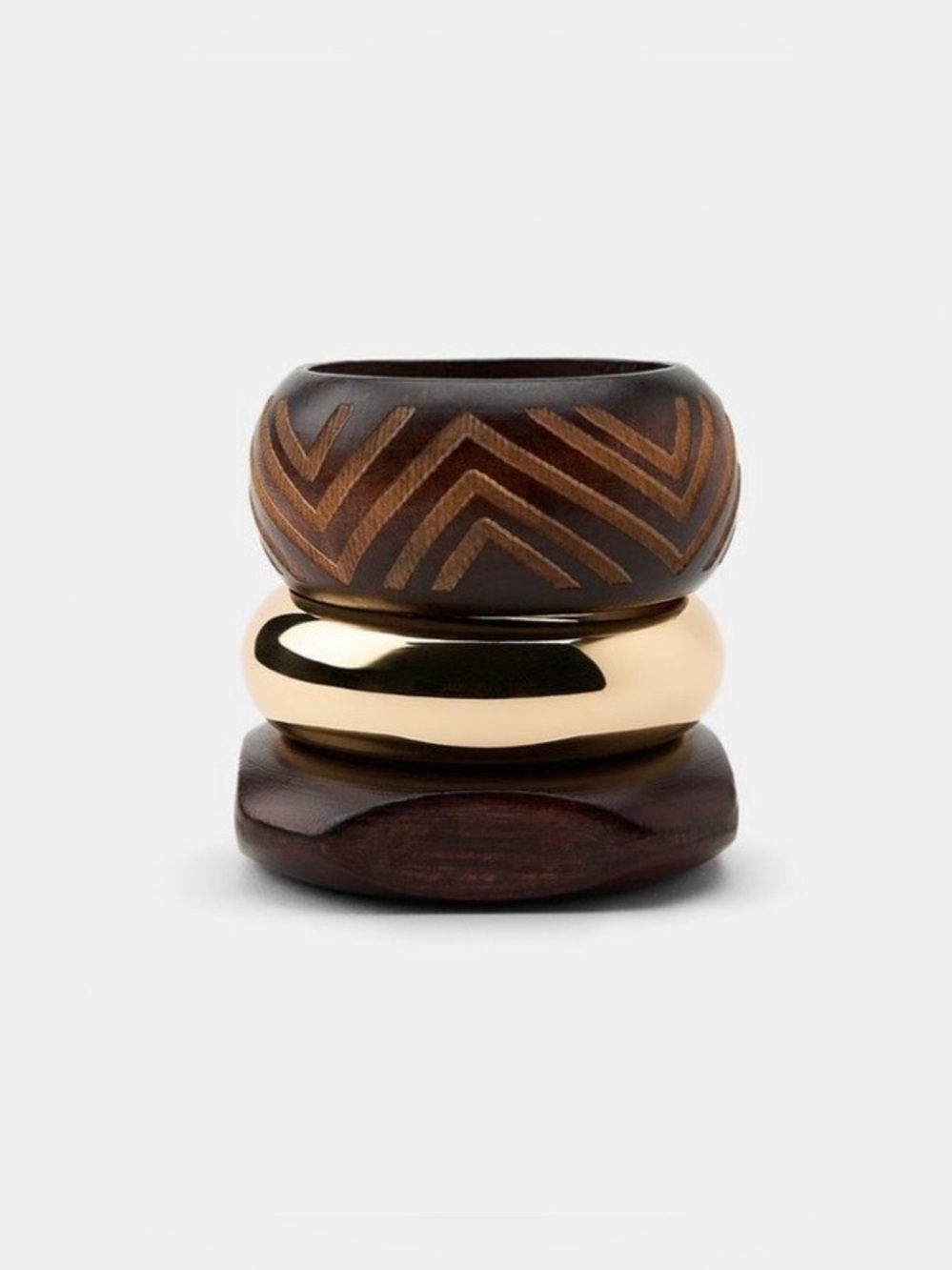 ZARA 3-PACK OF METAL AND WOOD
BRACELETS NWT
Color: BROWN 
Bracelet Set